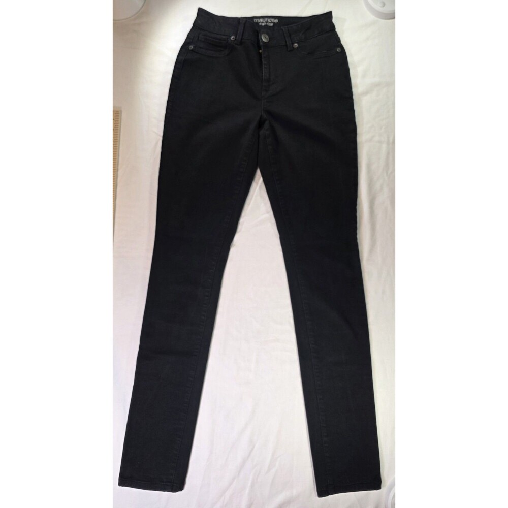 Women's Black Maurices Straight Leg High Rise Denim Jeans S Regular